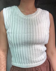 Chic White Sleeveless Textured Top