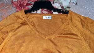 V-Neck Orange Knit Sweater