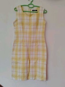 Yellow Plaid Sleeveless Dress
