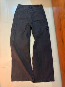 Wide Leg Cargo Pants Stonewashed
