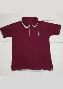 Maroon Polo T-Shirt with Jet Print