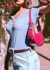 Cute Blue Ring Detail Top