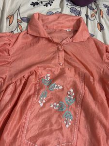 Beautiful Peach Embroidered Kurta