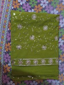 New Green Embellished Saree with blouse piece