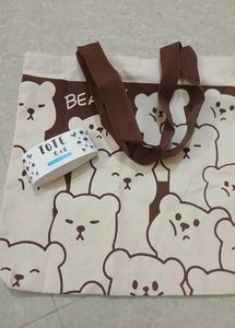 Cute Bear Print Tote Bag