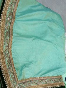 Elegant Teal Silk Saree with Zari &amp; Pearl Work