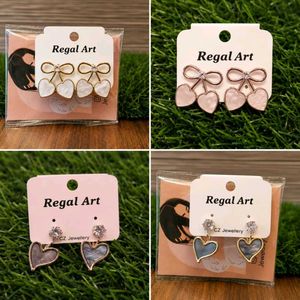 Regal Art Cute Heart Earrings Set of 2
