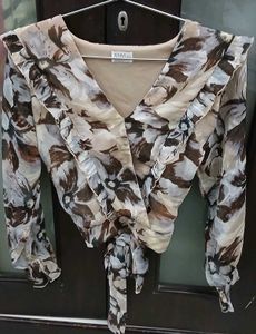 Bohemian Floral Print Wrap Blouse