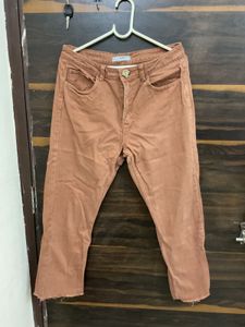 Cropped Brown Denim Jeans