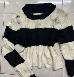 Striped cropped sweater