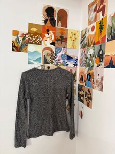 Grey Lace-Up Ribbed Long Sleeve Top