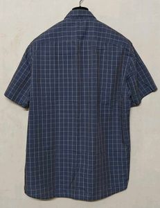 BOSS Men's Blue Checkered Short Sleeve Shirt