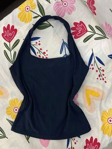 Navy Blue Halter Neck Top