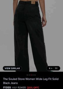 The Souled Store Black Wide Leg Jeans