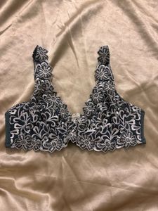 Black & White Floral Lace Bra