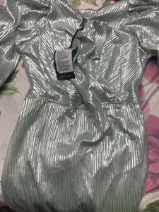 Shiny Ruched Wrap Dress