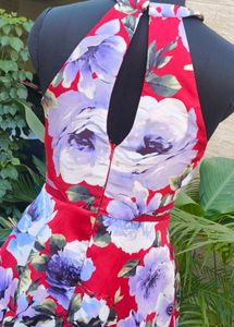 Beautiful Floral Print Halter Neck Dress