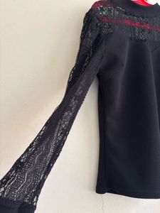 Black Lace Sleeve Top