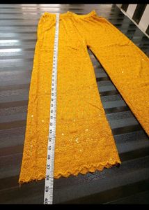 Yellow Chikankari Palazzo Pants
