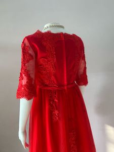 Elegant Red Lace Gown