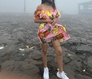 Pink Pineapple Off-Shoulder Dress