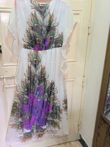 Vero Moda Peacock Print Kaftan Dress