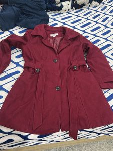 Burgundy belted coat