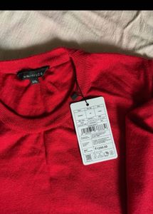 Red Sweater Top with Gold Button| Brand new