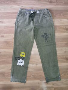 Funky Olive Green Graphic Jeans