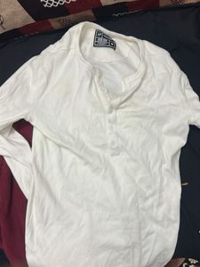 Men's White Henley Shirt