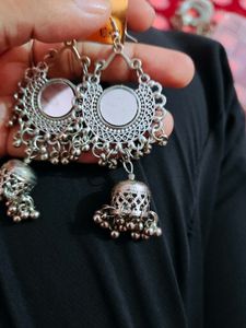 oxidised silver jhumka