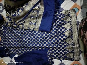 pure Banarasi dark blue suit set