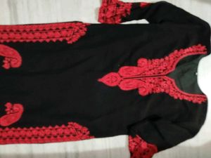 BLACK KURTA WITH BEAUTIFUL RED EMBROIDERY 🔥