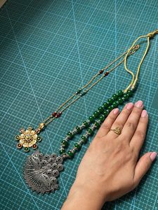 Stunning Peacock &amp; Floral Necklace Set