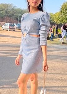 INCENSE MALL Blue Shimmery Bodycon Dress