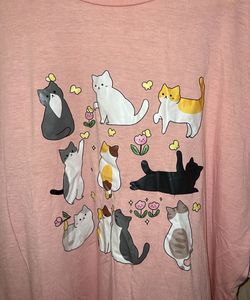 Cute Cat Print Oversized T-Shirt