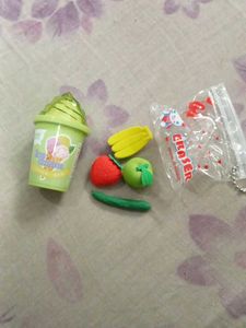 Cute Ice Cream &amp; Fruit Erasers Set