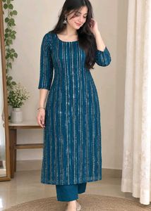 Embellished Teal Kurta