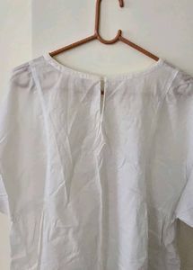 Chic White Embroidered Peplum Top
