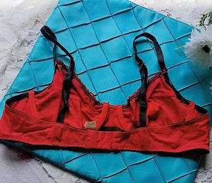 Red Polka Dot Lace Trim Bra