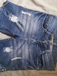 Ribbed Denim Shorts