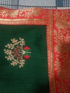 Elegant Green Embroidered Saree