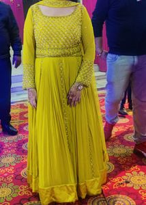 Yellow gown with heavy work