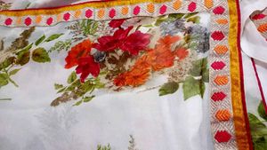 Floral White Saree