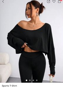 Black Cropped Long Sleeve Top