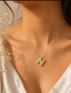 Sparkling Letter 'N' Pendant Necklace