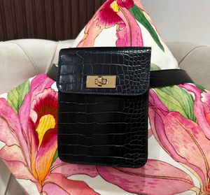 Black Croc Embossed Waist Bag