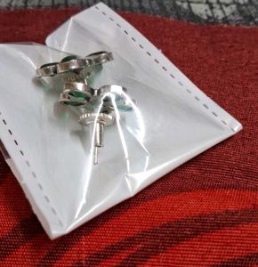 Green Stone Flower Earrings