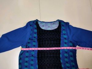 Blue &amp; Black Printed Kurta