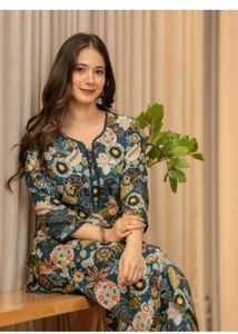 Vibrant Floral Print Kurta pant set